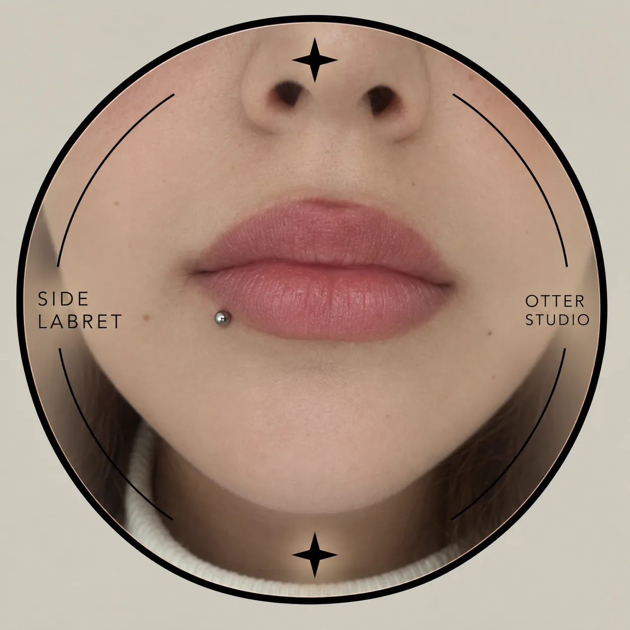 Referencia de Side Labret con joyería BÁSICA de acero quirúrgico o titanio