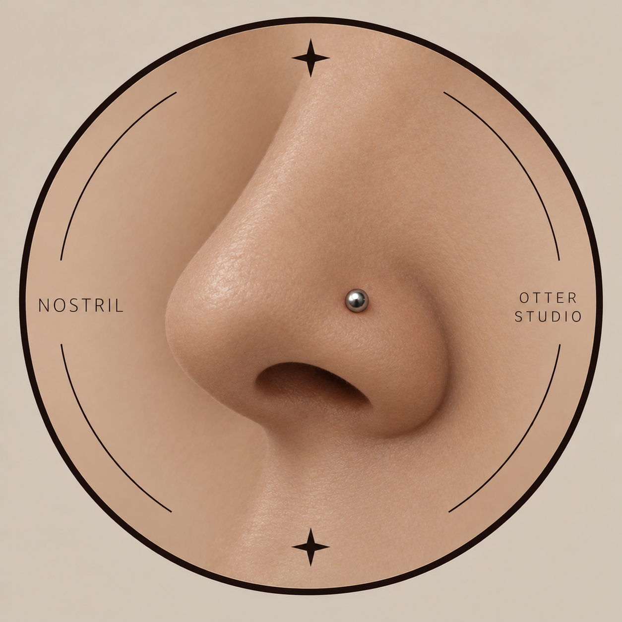 Referencia de Nostril con joyería BÁSICA de acero quirúrgico o titanio