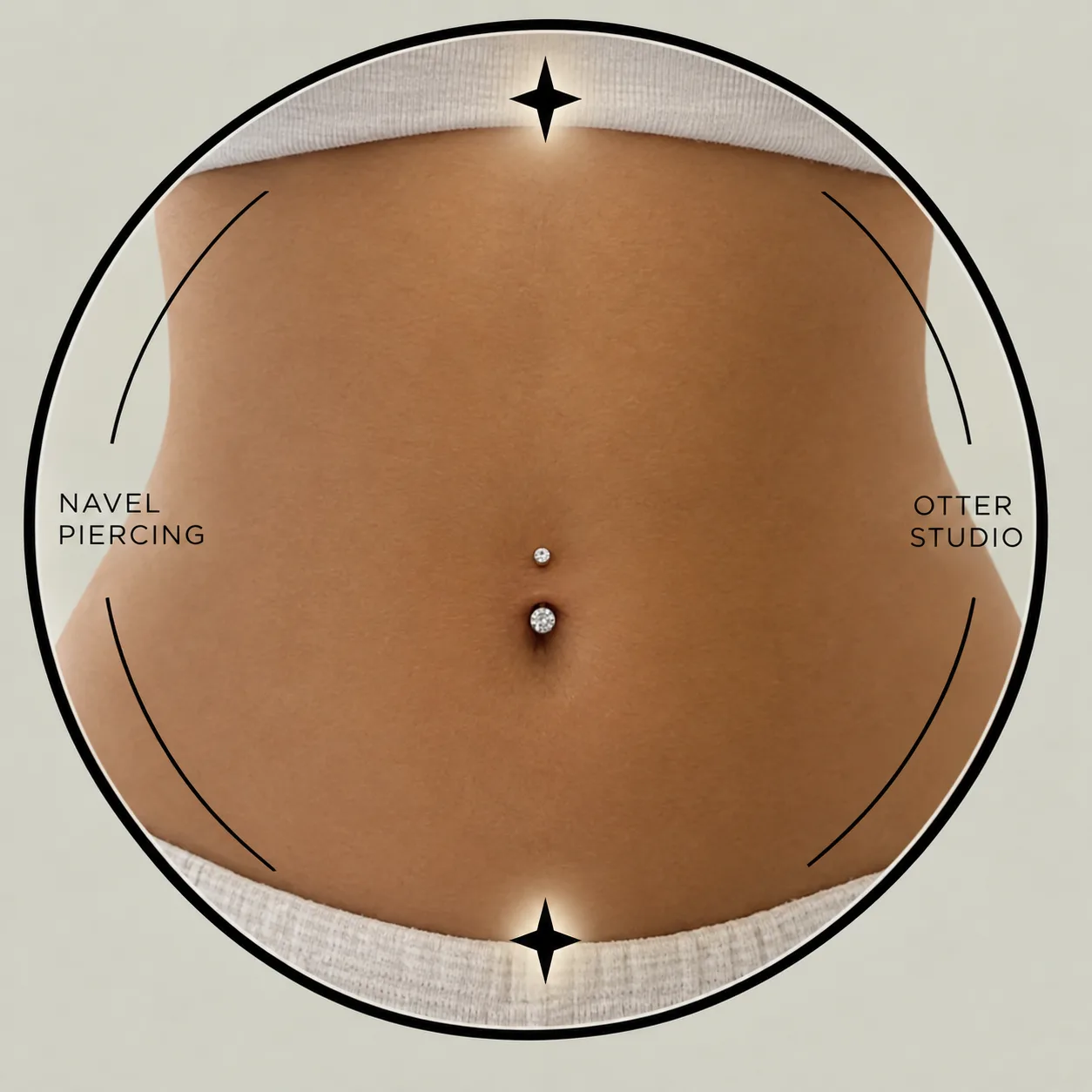 Referencia de Navel con joyería BÁSICA de acero quirúrgico o titanio