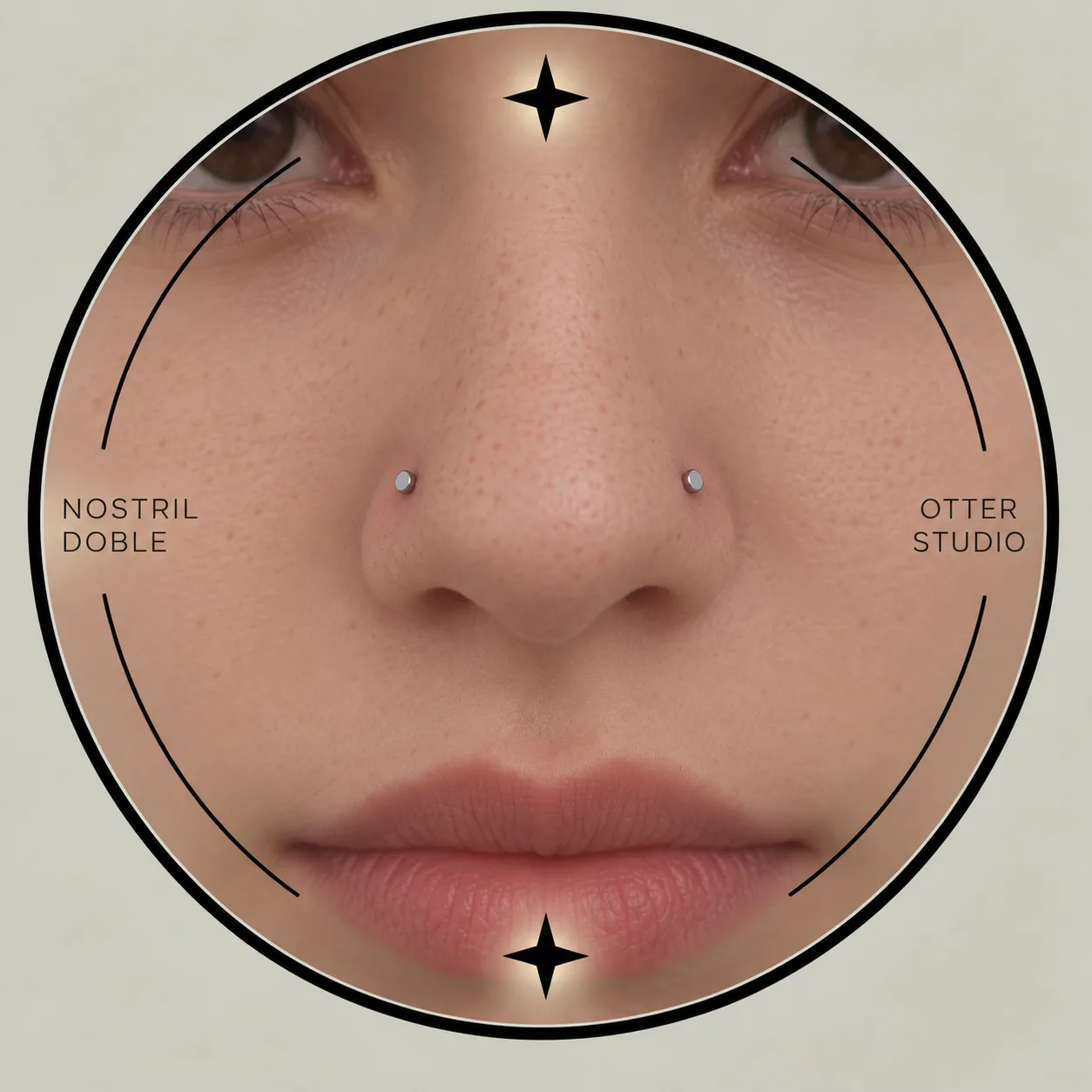 Referencia de Nostril doble ambos lados con joyería BÁSICA de acero quirúrgico o titanio